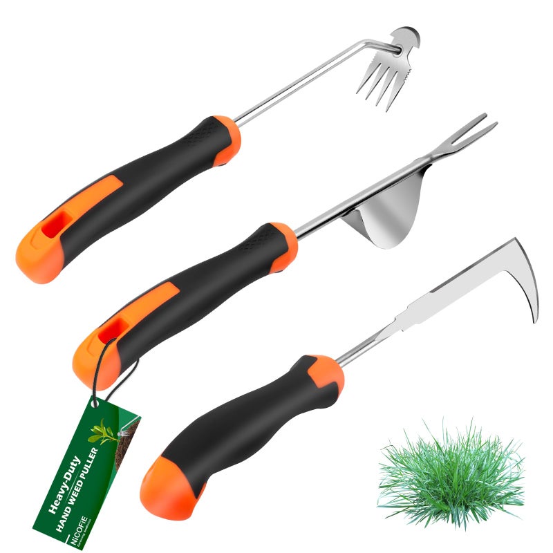 Nicofie 2026 Hand Weeder Tool Rubber Handle Manual Weeder Puller Tool Uprooting Weeding Tools Crack Weeder Crevice 4 Teeth Weeding Tool Weeding Artifact Tool for Gardening3 Pcs - Image 2