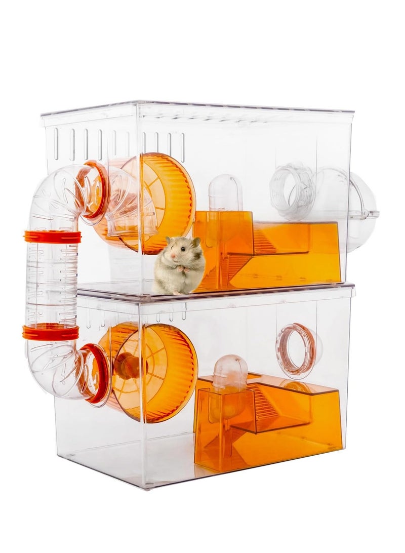 2-Floor Transparent Hamster Cage with Accessories – Stylish, Spacious Habitat for Hamsters, Gerbils, Mice & Small Critters - Image 1