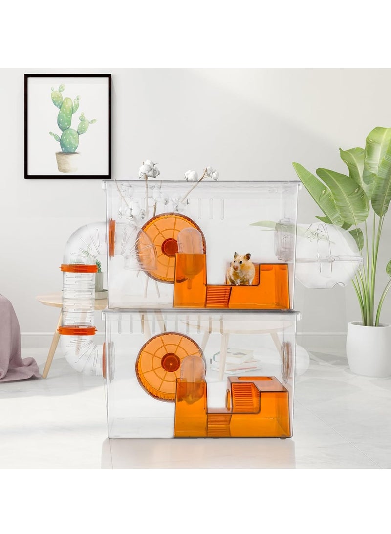 2-Floor Transparent Hamster Cage with Accessories – Stylish, Spacious Habitat for Hamsters, Gerbils, Mice & Small Critters - Image 4