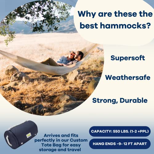 Yellow Leaf Hammocks Handwoven Hammock by Yellow Leaf Hammocks - Family Size, Fits 2+ PPL, 550lb max - Weathersafe, Super Strong, Easy to Hang, Ultra Soft, Artisan Made - Color: Natural Khaki - Image 3