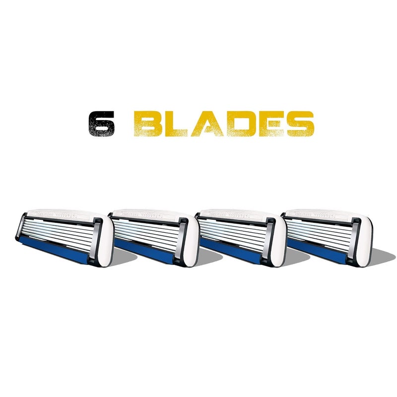 HeadBlade Men's HB6 Refill Shaving Razor Blades - 6 Stainless Steel Blades for No Tugging or Pulling, Shave Less, Works for Face, Body, and Scalp (4 Blades) 1 Pack - Image 4