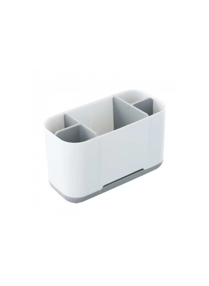 حامل فرشاة الأسنان مع 4 فتحات وحجرة تخزين، علبة بلاستيكية قابلة للإزالة لطاولة الحمام، سهل التخزين، منظم متعدد الأغراض لمعجون الأسنان والملحقات - Image 1