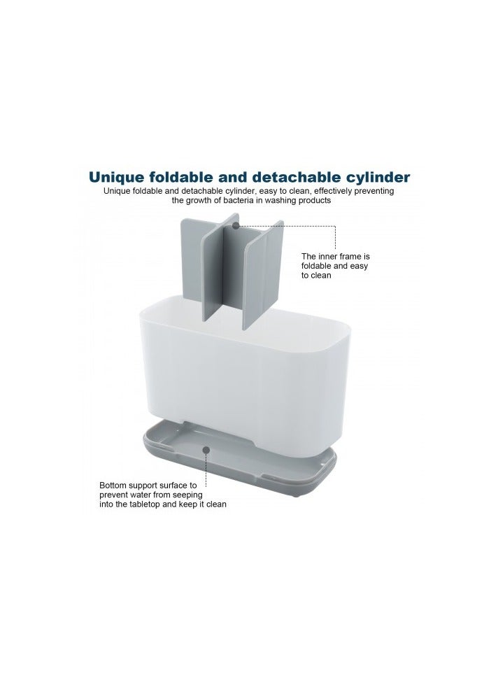 حامل فرشاة الأسنان مع 4 فتحات وحجرة تخزين، علبة بلاستيكية قابلة للإزالة لطاولة الحمام، سهل التخزين، منظم متعدد الأغراض لمعجون الأسنان والملحقات - Image 4