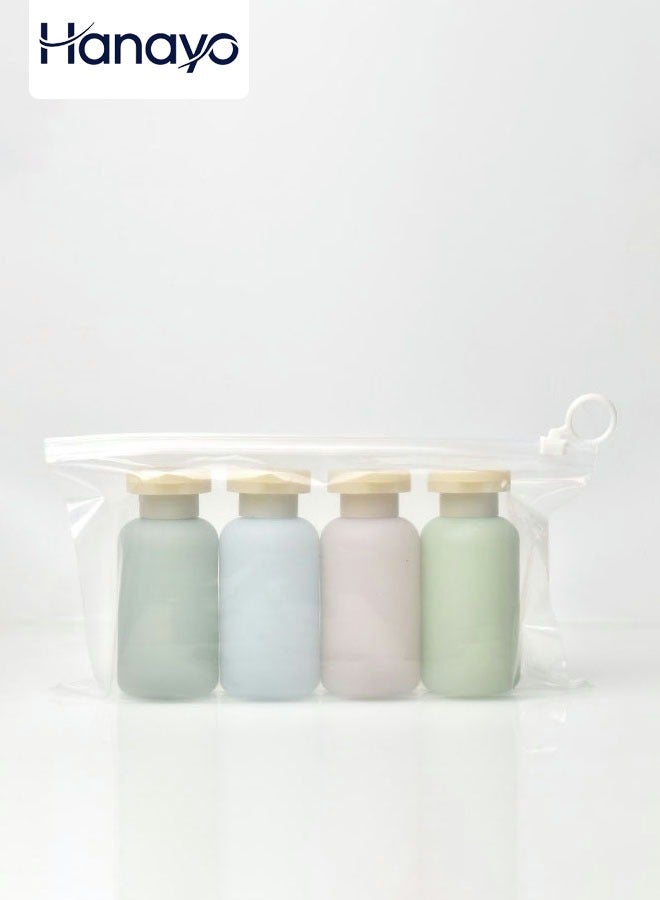 Hanayo 4 Pcs Travel Bottle Set 100ml Leak Proof Travel Container Set  Squeezable Travel Shampoo Bottles Refillable Portable Toiletry Cosmetic Container - Image 1