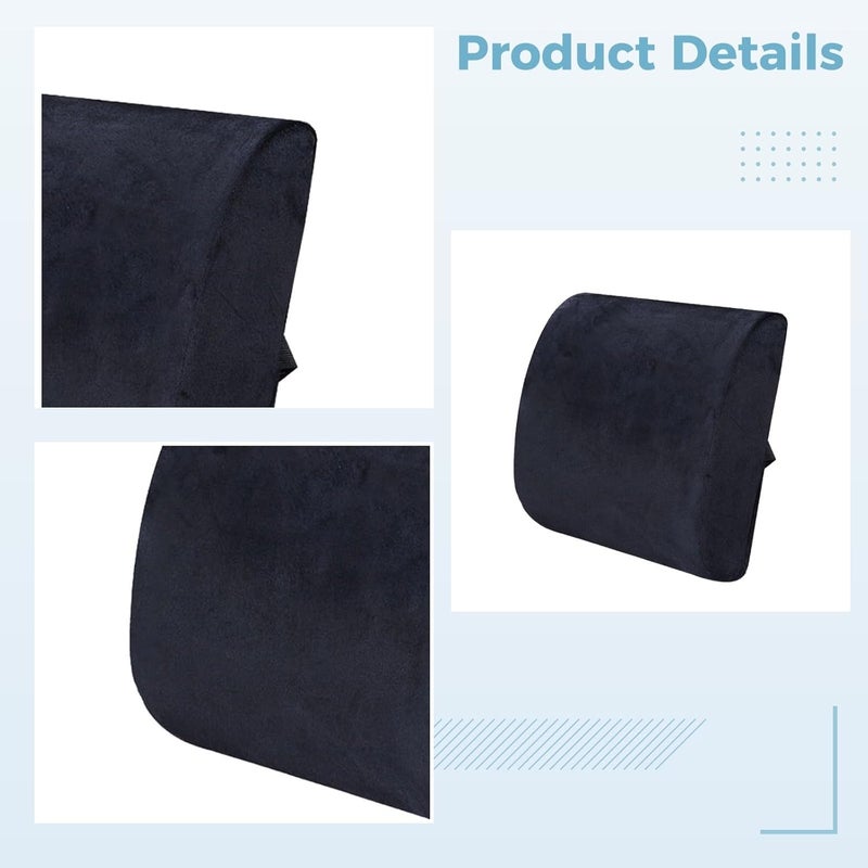 Memory Foam Lumbar Support Pillow, Ergonomic Back Pillow for Chair, Temperature-Sensitive, Office, Car, Home Use, 12.6 X 11.8 X 3.5 in - Image 2