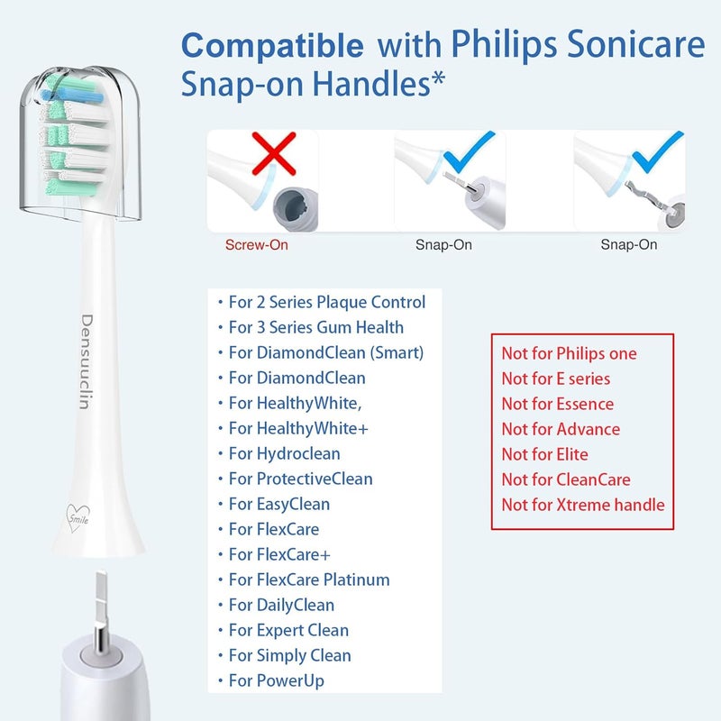 رؤوس فرشاة أسنان بديلة لمقابض Philips Sonicare وغيرها من المقابض القابلة للنقر، عبوة من 12 قطعة، لون أبيض - Image 2