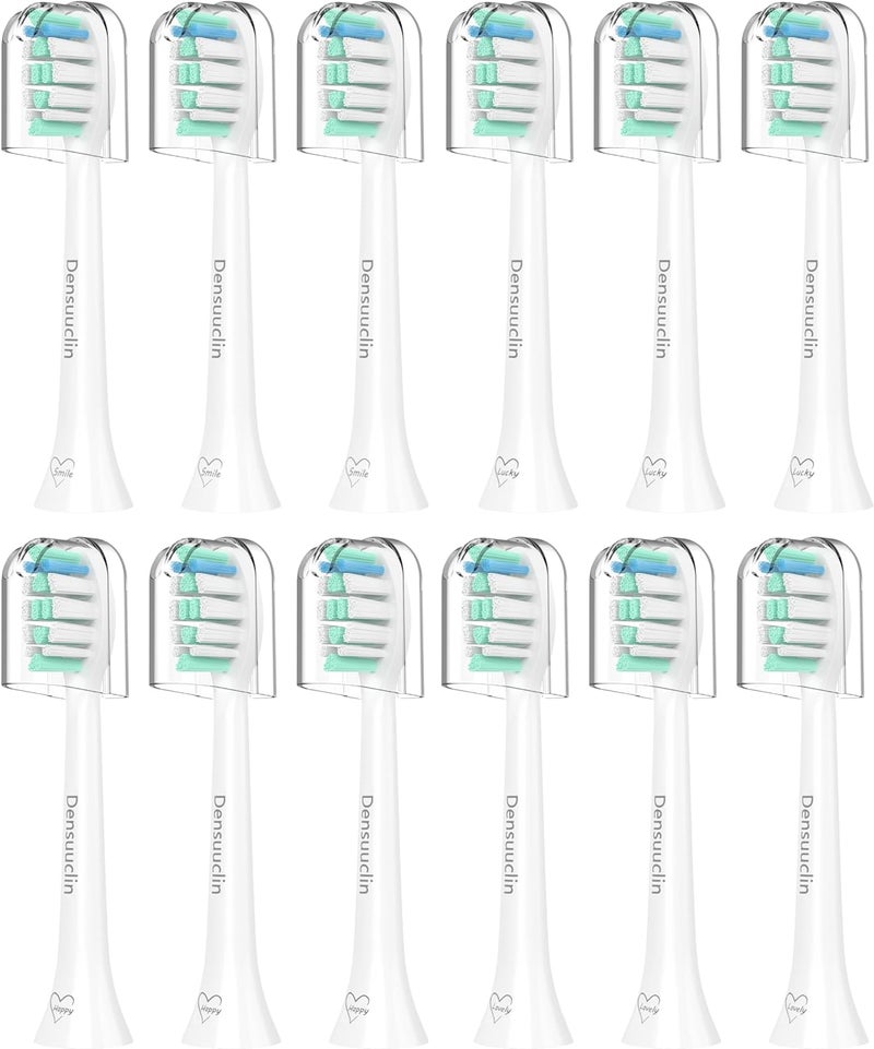 رؤوس فرشاة أسنان بديلة لمقابض Philips Sonicare وغيرها من المقابض القابلة للنقر، عبوة من 12 قطعة، لون أبيض - Image 1