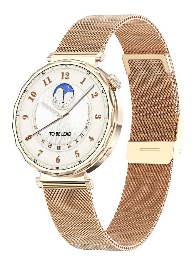 رولستيمي ساعة ذكية للاتصال بالبلوتوث ، شاشة كبيرة مقاس 1.6 بوصة ، 100 وضع رياضي، 150 + وجه ساعة قائم على السحابة ، إدارة صحية متعددة الأبعاد ، عمر بطارية قوي ، مناسب للنساء (ذهبي) - Image 1