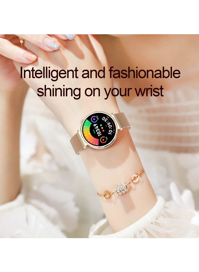 رولستيمي ساعة ذكية للاتصال بالبلوتوث ، شاشة كبيرة مقاس 1.6 بوصة ، 100 وضع رياضي، 150 + وجه ساعة قائم على السحابة ، إدارة صحية متعددة الأبعاد ، عمر بطارية قوي ، مناسب للنساء (ذهبي) - Image 4