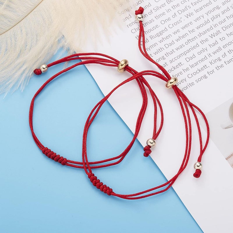 1-2 Pcs 7 Knot Red String of Fate Bracelets Kabbalah Protection Good Luck Thread Bracelets Adjustable Red String Handmade Cord Strand String Bracelets-B-2-RedWomen's Fashion Jewelry, Accessories, Elegant Design, Premium Quality, Gift for Her, Stainless Steel, Trendy Style - Image 2