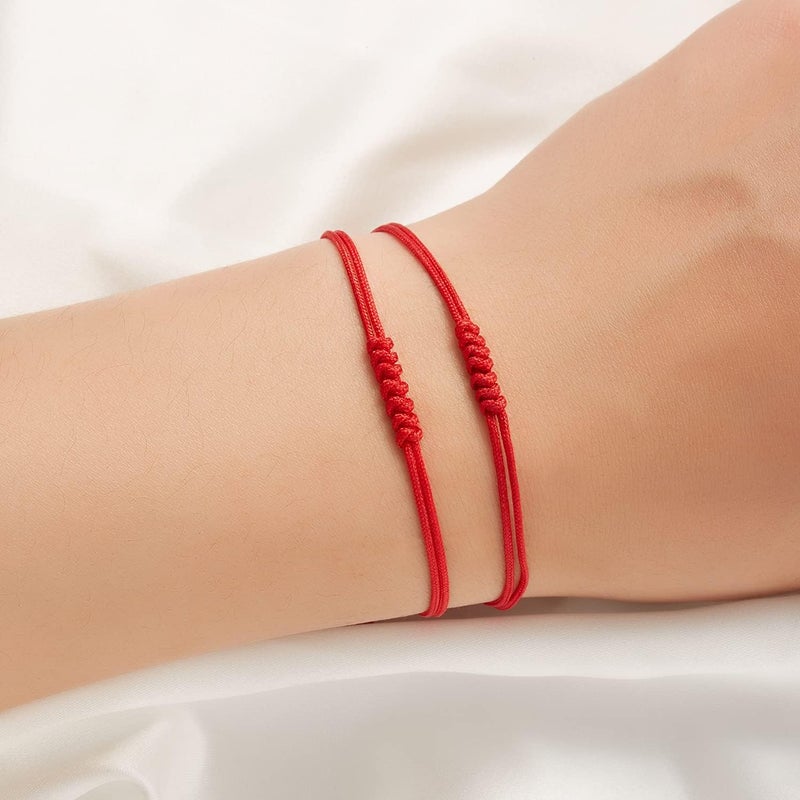 1-2 Pcs 7 Knot Red String of Fate Bracelets Kabbalah Protection Good Luck Thread Bracelets Adjustable Red String Handmade Cord Strand String Bracelets-B-2-RedWomen's Fashion Jewelry, Accessories, Elegant Design, Premium Quality, Gift for Her, Stainless Steel, Trendy Style - Image 1
