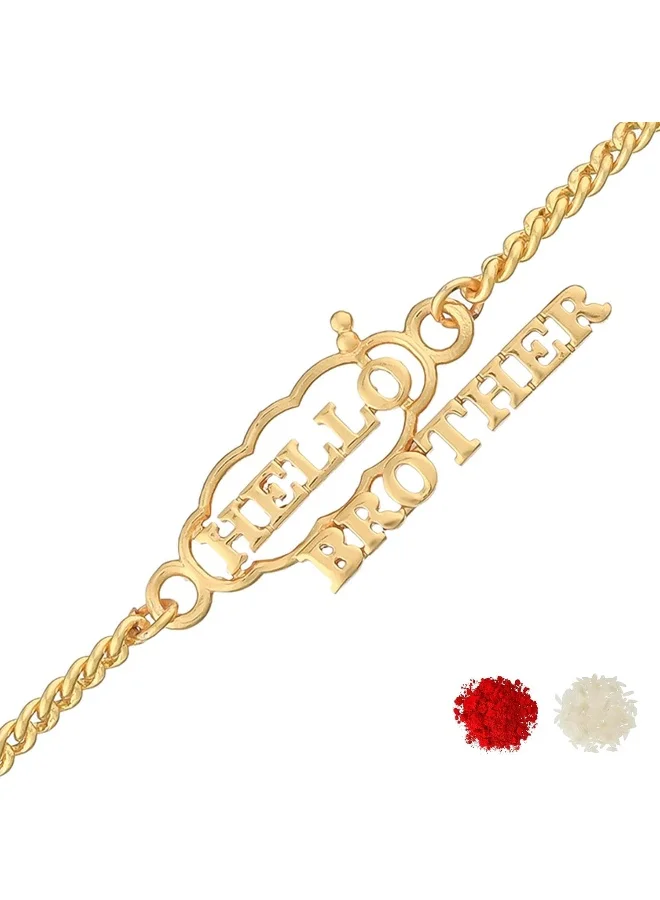 VOYLLA Hello Brother Gold Plated Stylish Rakhi Bracelet