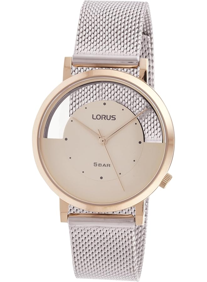 LORUS light champagne sunray dial analog quartz stainless steel watch for women rg276sx9 - Image 1
