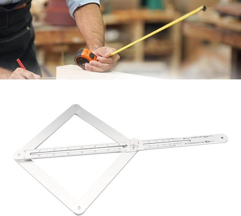 Adjustable Aluminum Alloy Corner Angle Finder 15 Inch Silver Multi Angle Measuring Tool - Image 4