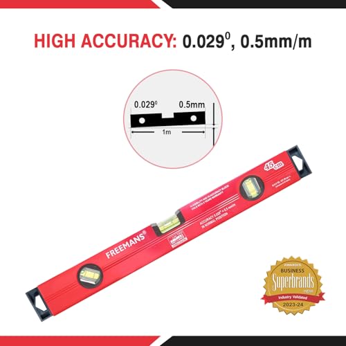 FREEMANS BS345 Box Section Aluminum Spirit Level Without Magnet 45cm - Image 5