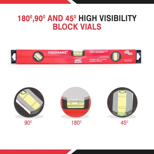 FREEMANS BS345 Box Section Aluminum Spirit Level Without Magnet 45cm - Image 2