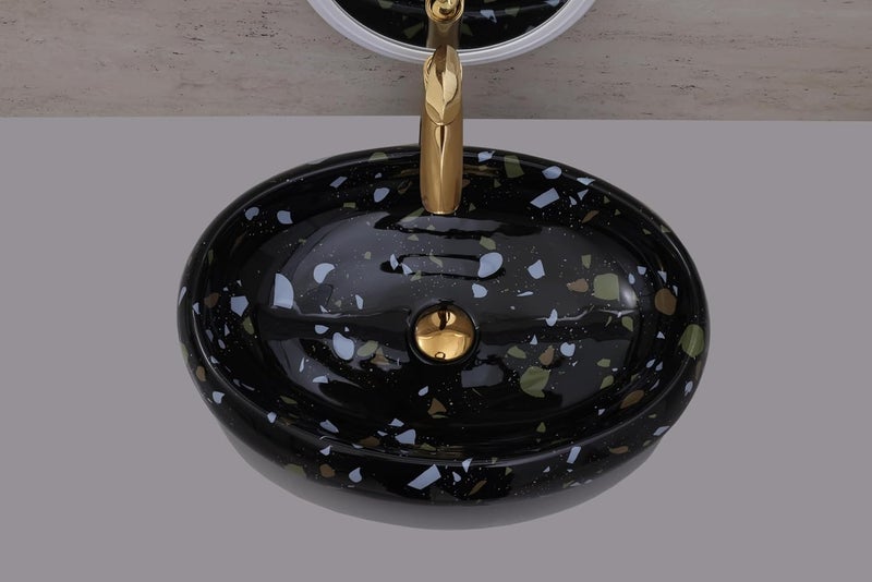 ACRAVIT CERAMIC Designer Table Top Ceramic Wash Basin Vessel Sink with Slim Rim Collapsible Countertop Basin OverCounter Bathroom Sink Black610 X 430 X 145MM - Image 3
