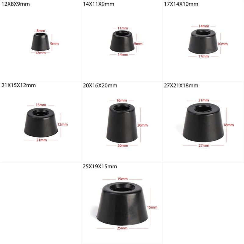 10 Pieces Anti Slip Furniture Legs Feet Black Conical Shock Pad Floor Protector 22x18x10mm - Image 4