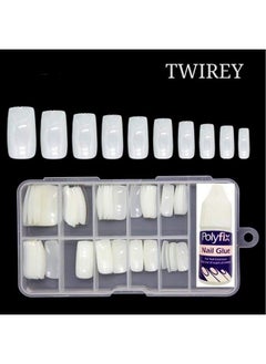 TWIREY New Artificial Nails Set With Glue Acrylic Face Nails Set Of 100 Pcs And Artificial Nail Glue 3Gm Artificial Nails Reusable  - Image 2