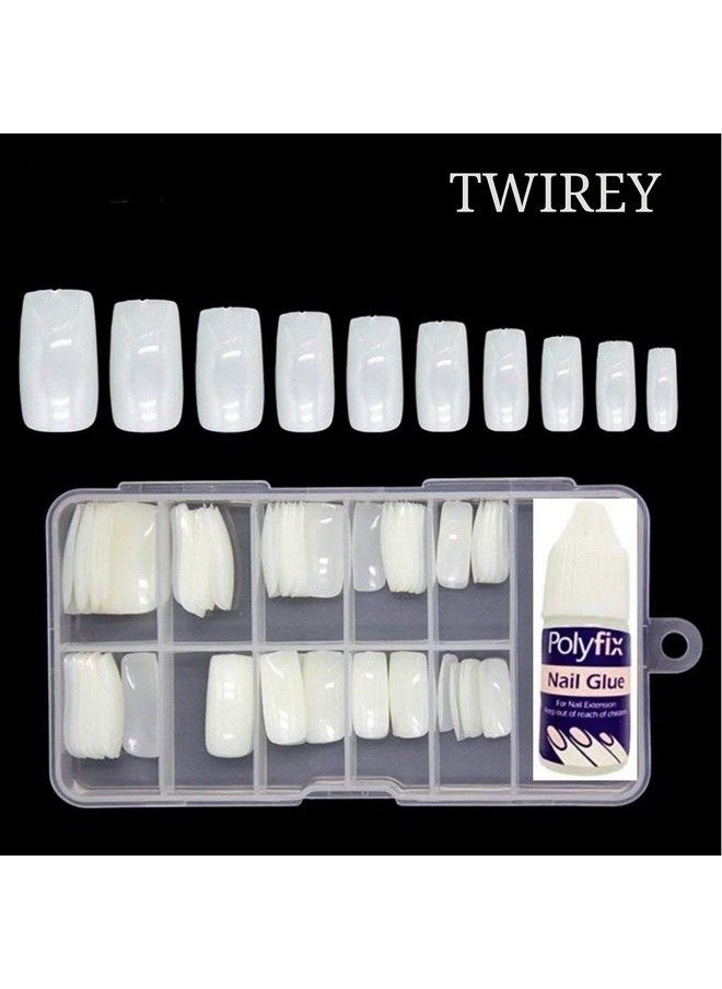TWIREY - New Artificial Nails Set With Glue Acrylic Face Nails Set Of 100 Pcs And Artificial Nail Glue 3Gm Artificial Nails Reusable - Image 1