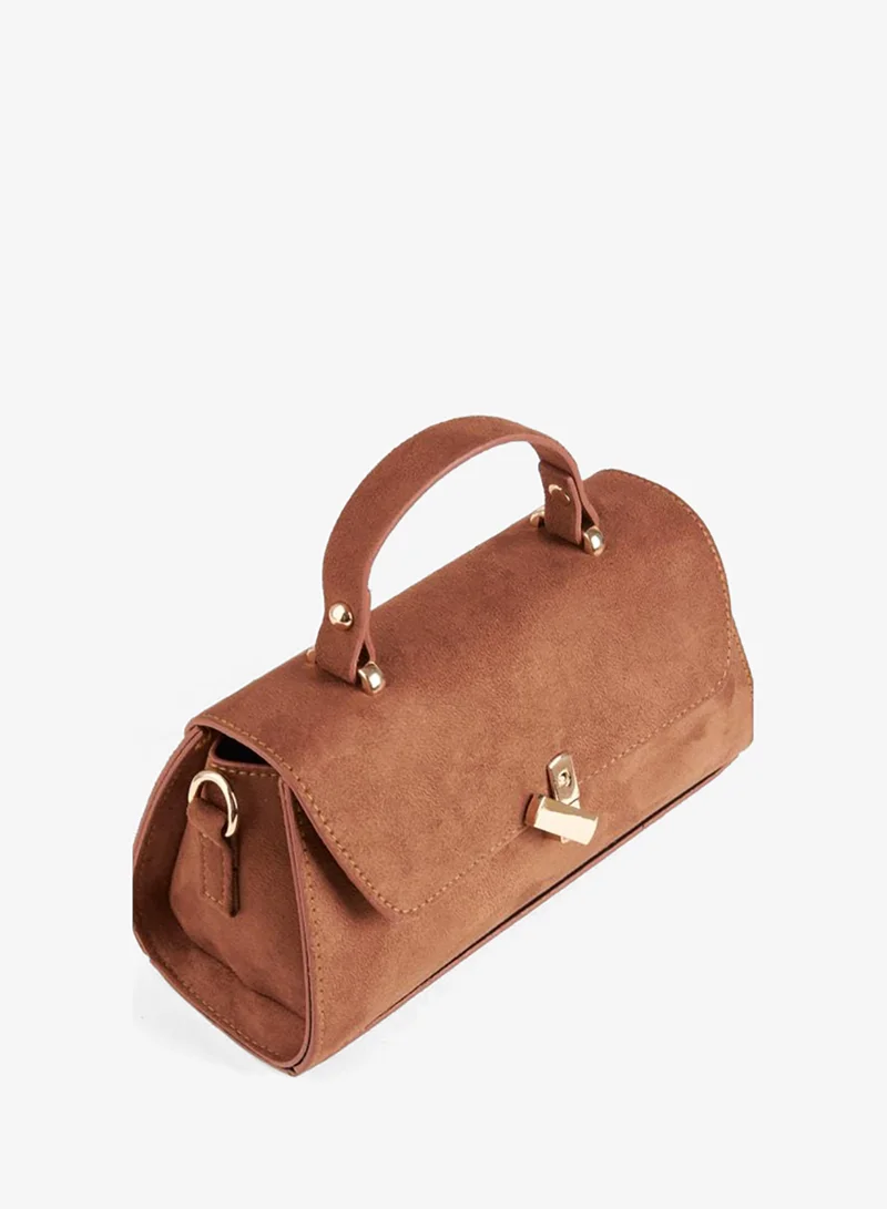 Women's Taba Freesia Suede Design Snap-Closure Hand, Arm, and Shoulder Bag.
