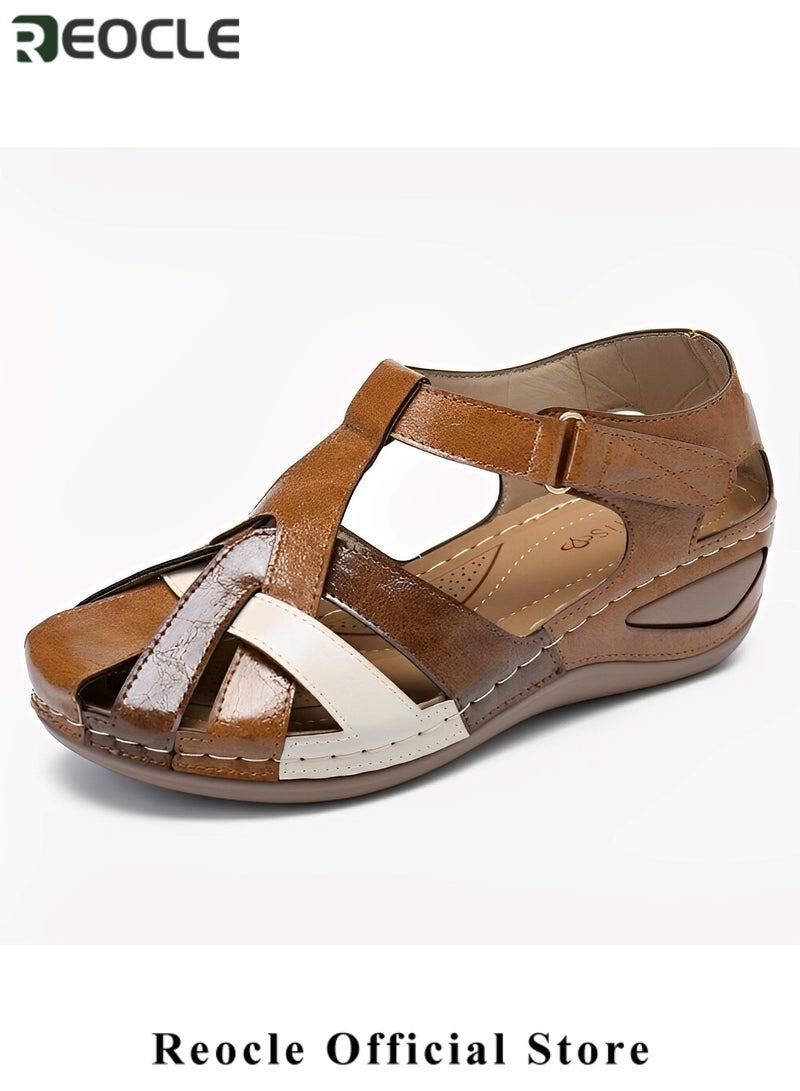 REOCLE Women's Sandals Wedge Shoes Comfortable Ankle Strap Closed Toe Summer Platform Sandals Casual Outdoor Wedges Fisherman Sandal - Image 3