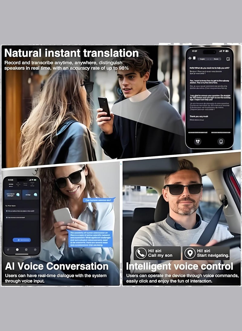 Sobast AI Smart Sunglasses with Voice Assistant, 5.4 Bluetooth Glasses with Music, Translation in 144 languages, UV400 Polarized Lens, Smart Glasses for Men&Woman, Multifunctional Bluetooth Glasses for Men - Black  - Image 5