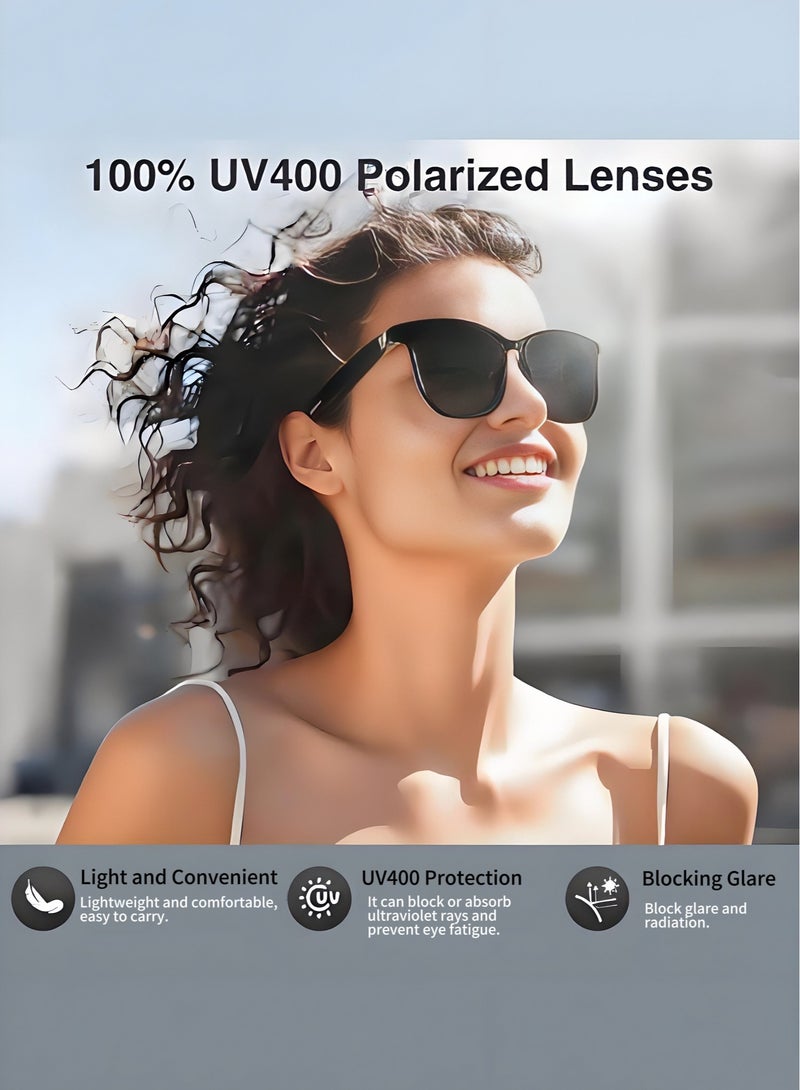 Sobast AI Smart Sunglasses with Voice Assistant, 5.4 Bluetooth Glasses with Music, Translation in 144 languages, UV400 Polarized Lens, Smart Glasses for Men&Woman, Multifunctional Bluetooth Glasses for Men - Black  - Image 3