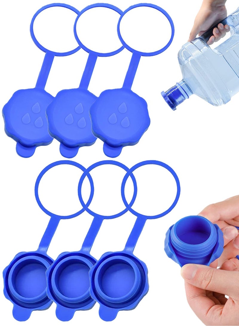 NajmStyle 6Pcs 3 & 5 Gallon Water Jug Cap for 55mm Standard/Screw/Crown Tops Water Bottle,Non-Spill & Leak Free,Reusable Food Grade Silicone Replacement Cap - Image 1
