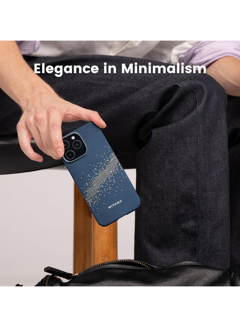 PITAKA جراب بيتاكا لهاتف iPhone 16 Pro Max متوافق مع MagSafe، جراب رفيع وخفيف الوزن لهاتف iPhone 16 Pro Max مع ملمس بدون غطاء، مصنوع من ألياف الأراميد 1500D [جراب منسوج باللمس - مجرة درب التبانة] - Image 4