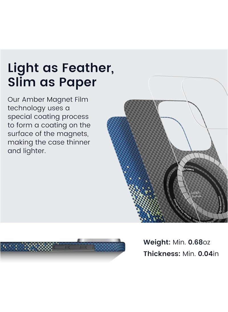 PITAKA جراب بيتاكا لهاتف iPhone 16 Pro Max متوافق مع MagSafe، جراب رفيع وخفيف الوزن لهاتف iPhone 16 Pro Max مع ملمس بدون غطاء، مصنوع من ألياف الأراميد 1500D [جراب منسوج باللمس - مجرة درب التبانة] - Image 5