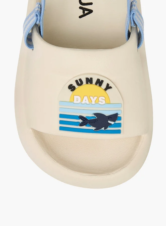 Aqua Applique Accent Slides with Elasticated Backstrap