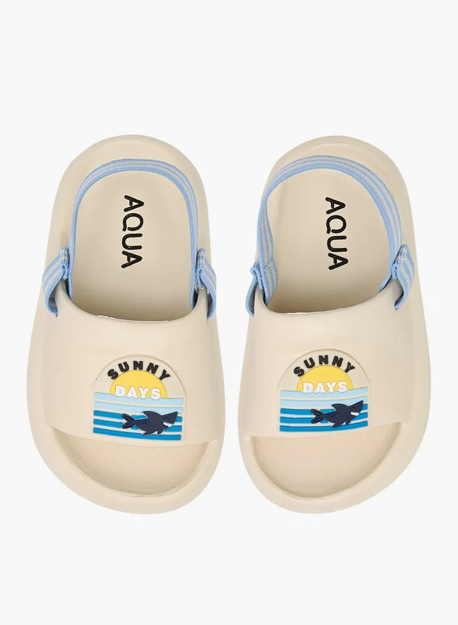 Aqua Applique Accent Slides with Elasticated Backstrap