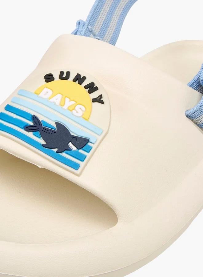 Aqua Applique Accent Slides with Elasticated Backstrap