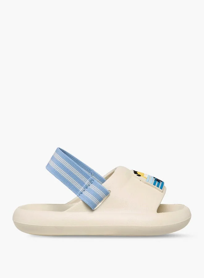 Aqua Applique Accent Slides with Elasticated Backstrap