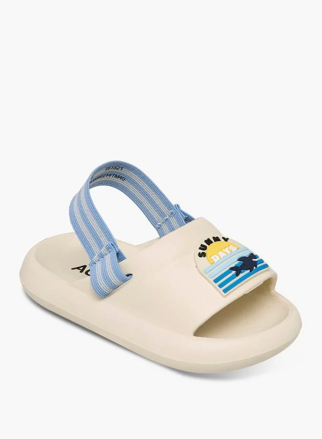 Aqua Applique Accent Slides with Elasticated Backstrap