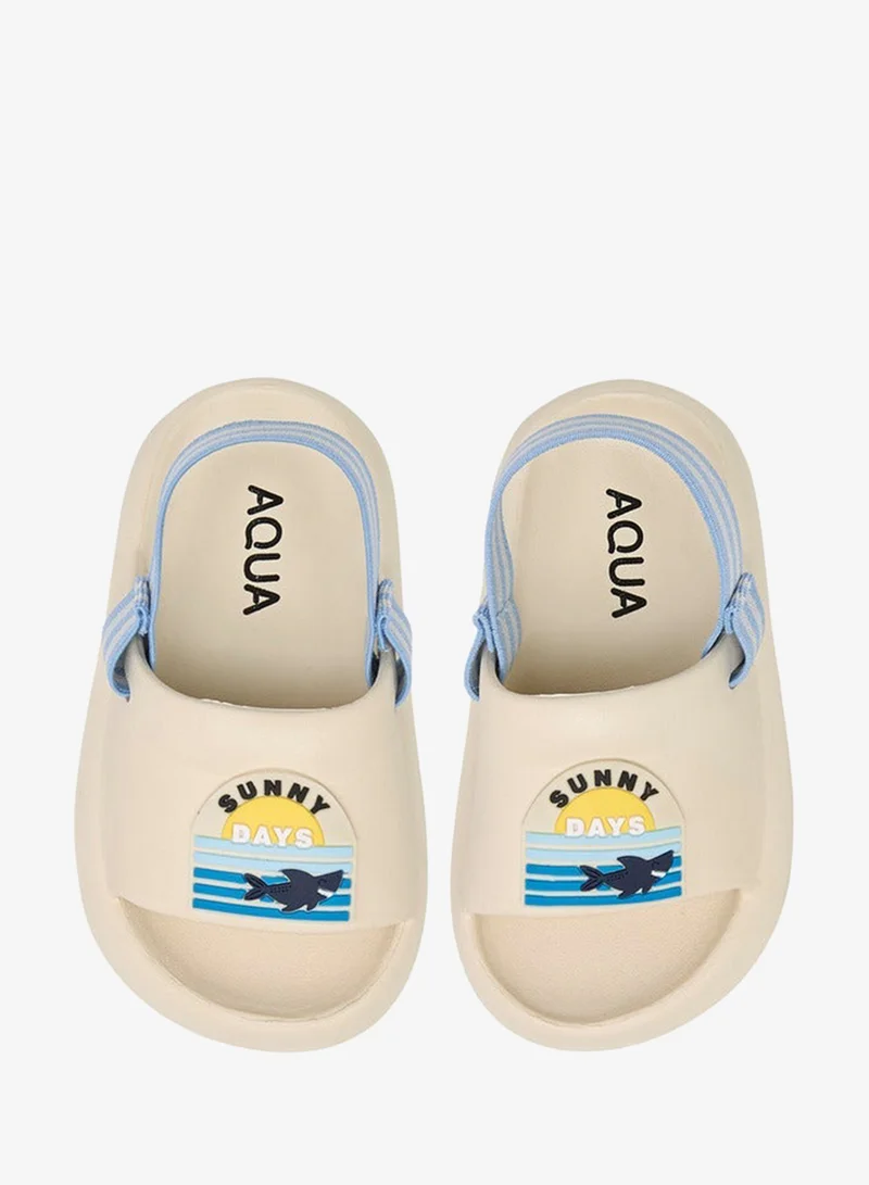 Aqua Applique Accent Slides with Elasticated Backstrap
