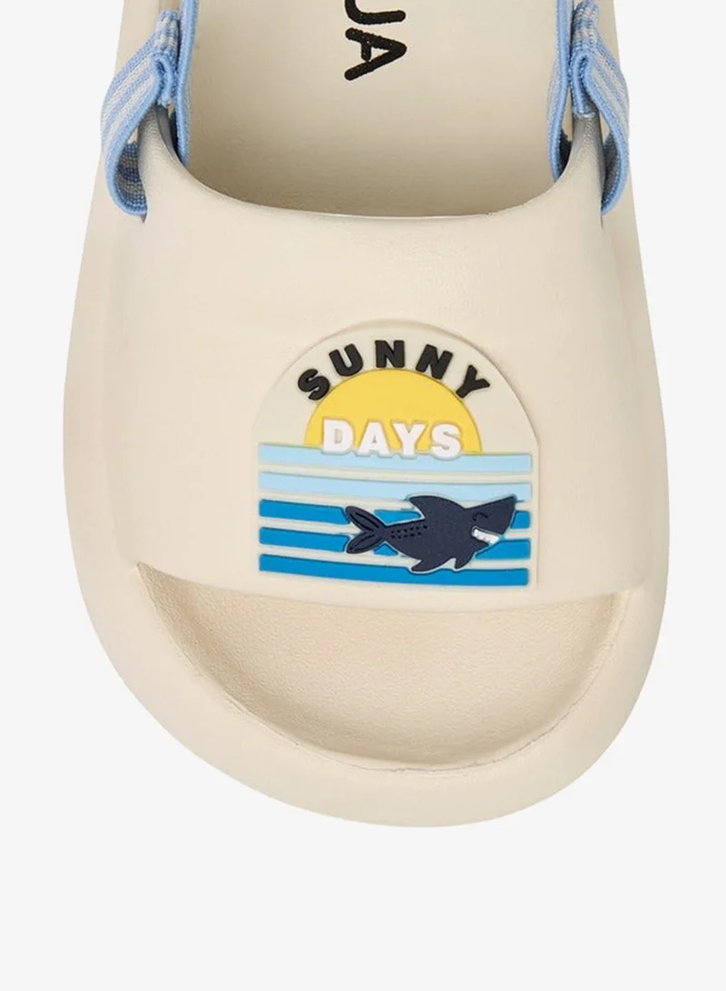 Aqua Applique Accent Slides with Elasticated Backstrap