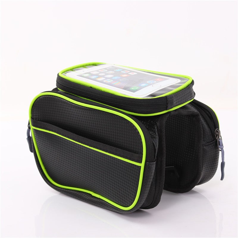 Ultimate Waterproof PU Bike Handlebar Bag - Large Capacity Bicycle Front Storage Pouch with Touchscreen Phone Holder & Rain Cover for Mountain Road Commuter  Bikes