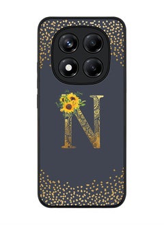 Stylizedd For Xiaomi Redmi Note 14 Pro 5G / X7 5G Case,Slim fit Camera Protection, Shockproof Thin Phone cover  - Custom Floral Monogram - N  (Grey )  - Image 1