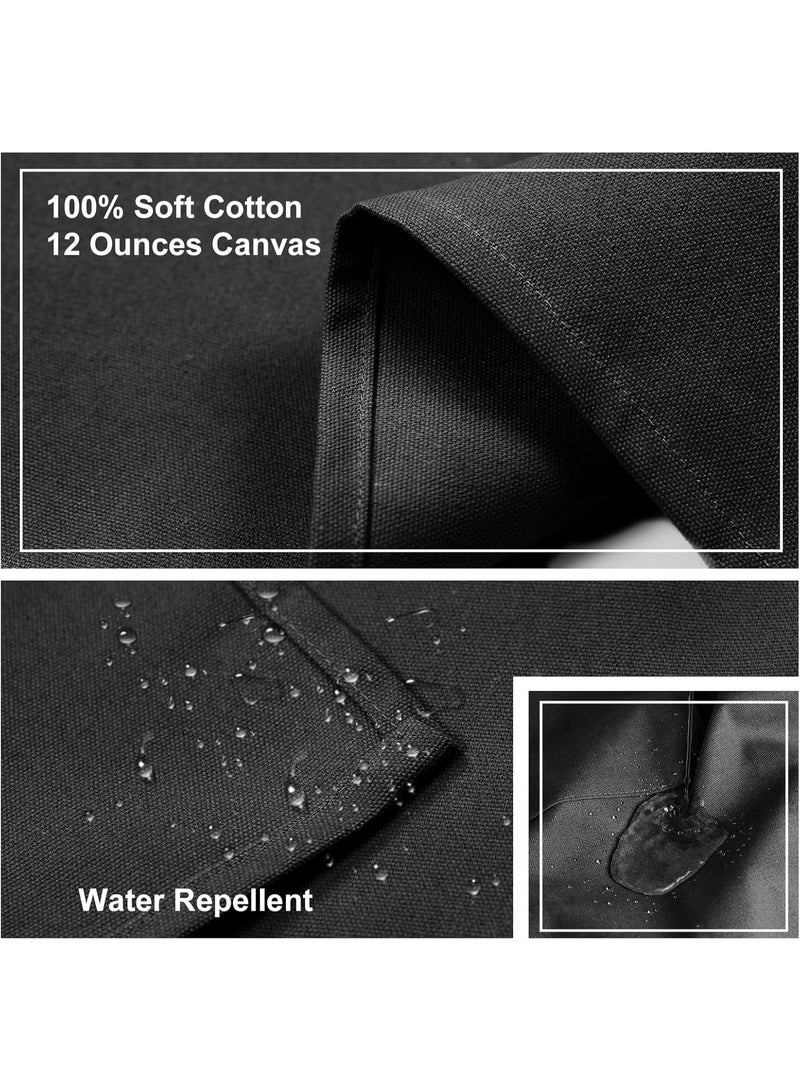Kawkab Chef Aprons for Men Women with Large Pockets, Cotton Canvas Cross Back Adjustable Cooking Kitchen Work Waterproof Bib Apron Black - Image 4