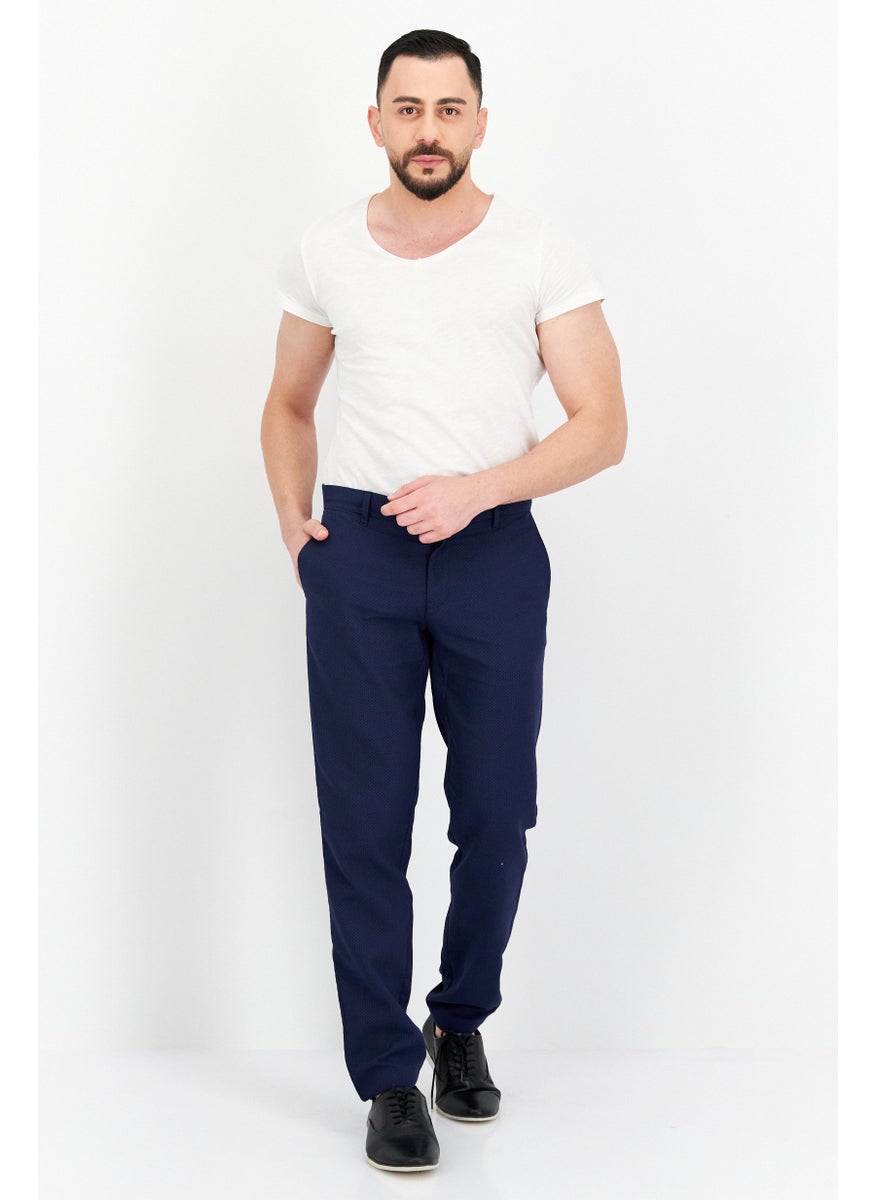 TRUSSARDI JEANS Men Regular Fit Textured Chino Pants, Navy Combo  - Image 2