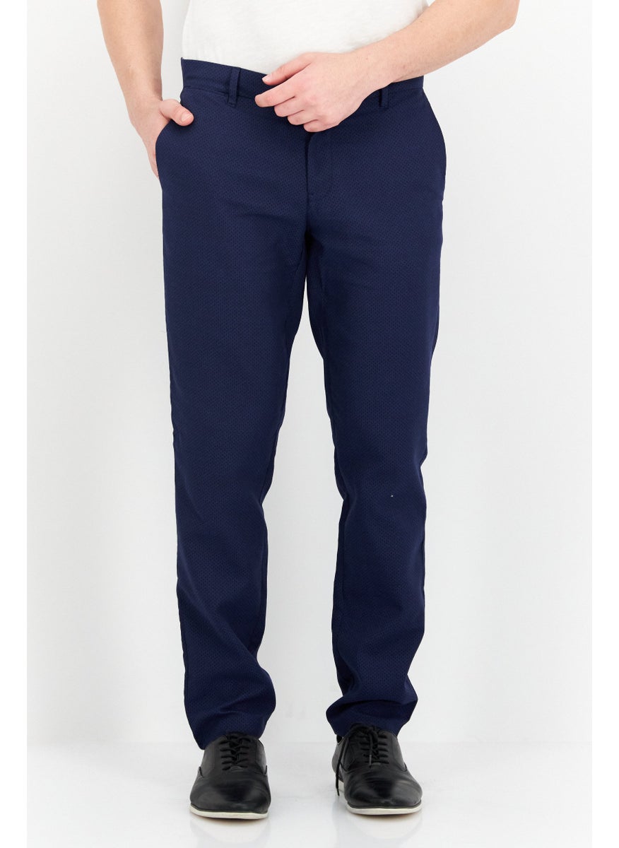 TRUSSARDI JEANS Men Regular Fit Textured Chino Pants, Navy Combo  - Image 1