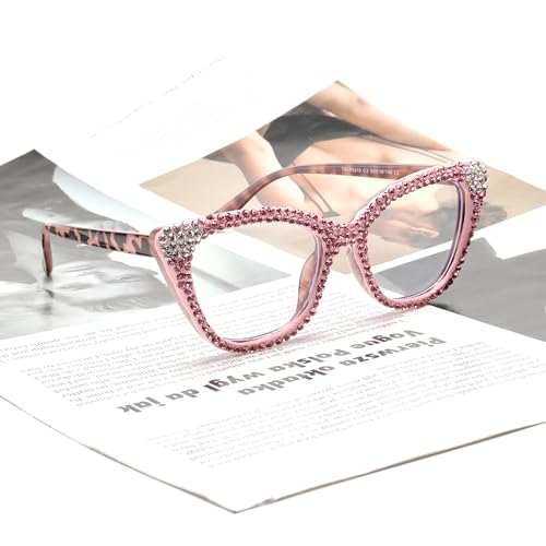 ICARA Women Reader Diamond Reading Glasses for Lady Vintage Crystal Rhinestone Sparkling Eyewear (pink/white, 2.75, x) - Image 5