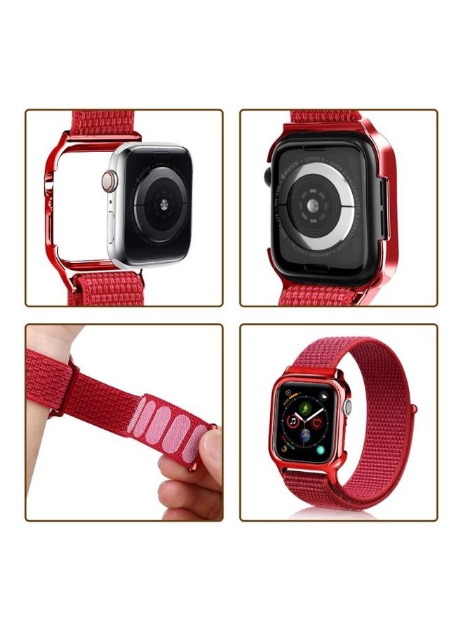 نيبمينينت سوار ساعة من النايلون بتصميم بسيط لساعة أبل سيريس 5/4 مقاس 40 مم أحمر - Image 2