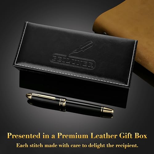 BEILUNER 315 Luxury Rollerball Pen, with 24K Gold Finish, Black Piano Lacquer, Luxury Grade Craftsmanship, Best Pen Gift Set for Men and Women, Professional, Executive, Office, Fancy, Nice Pens - Image 5