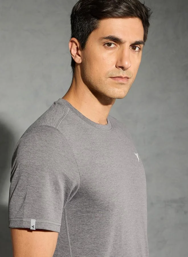 Technosport Technosport Men Solid Slim Fit Crew Neck T-Shirt