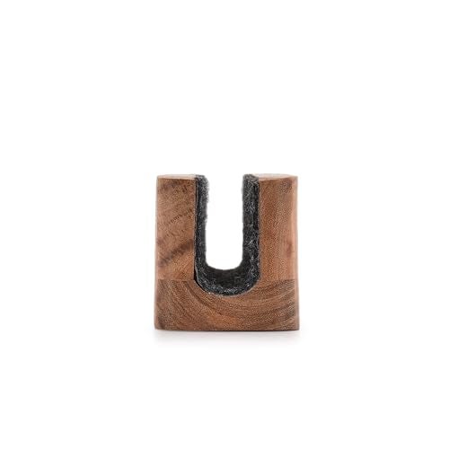 EDHAS Laptop Holder Acacia Wood Vertical Laptop Stand for Desk Compatible with Apple MacBook, Microsoft Surface, Gaming Laptops, IPad, Tablets (8" x 2.3" x 2.5") - Image 4