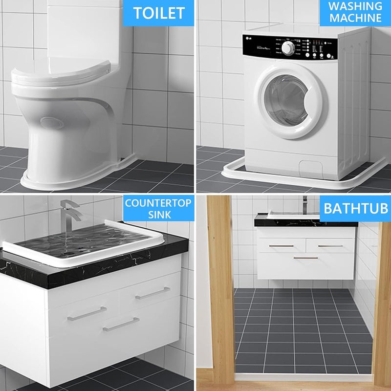 Duzzy 75 Inch Collapsible Shower Threshold Water Dam, Silicone Shower Water Stopper Barrier, Ideal for Wheelchair Accessible, Suitable for Accessibility ADA Handicap Showers Bathroom(6.23 Ft, White) - Image 5