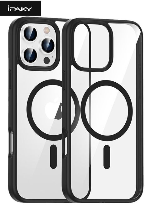 iPhone 16 Pro Max Case, Magnetic [Compatible with Magsafe] Composite Material Case Cover, Military Grade Anti-Drop Shockproof Case, Slim Anti-Fall Back Cover for Apple iPhone 16 Pro Max, Black